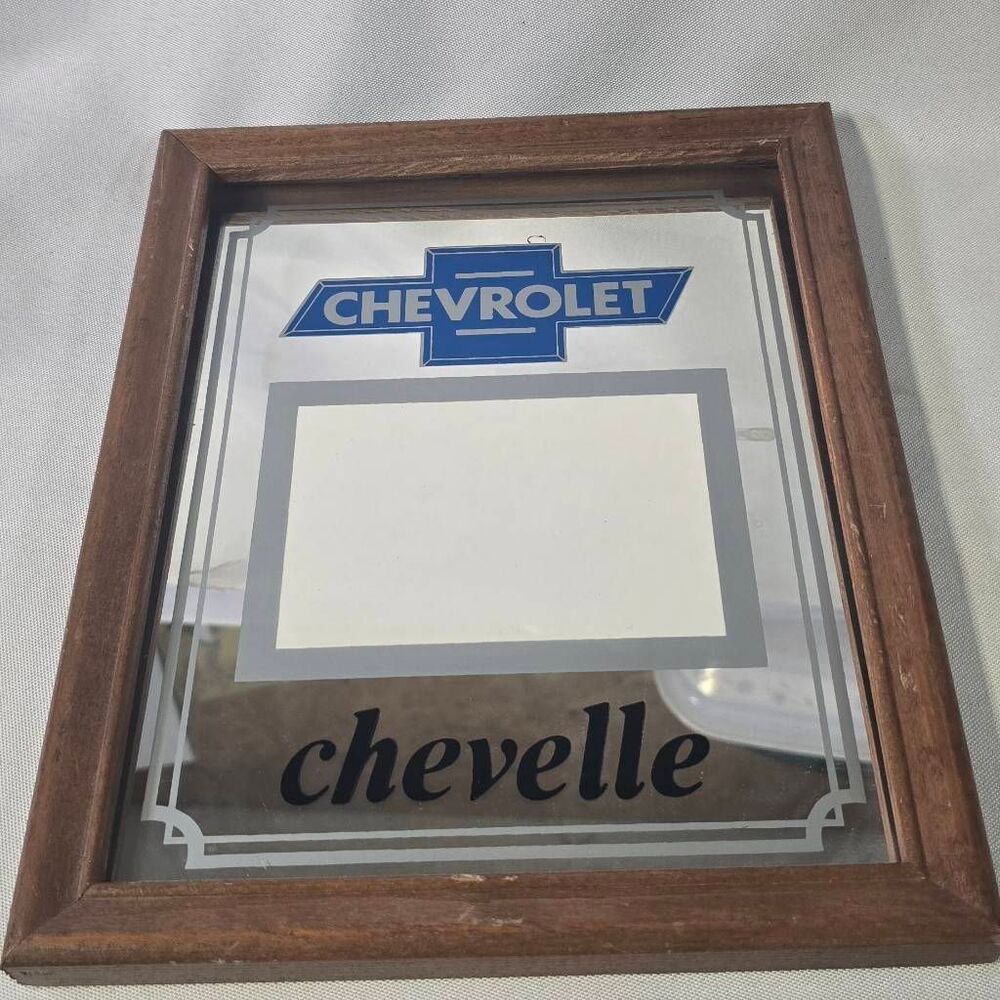 Vintage Chevrolet Chevelle Framed Mirror Photo Frame Advertising Sign Chevy Deco
